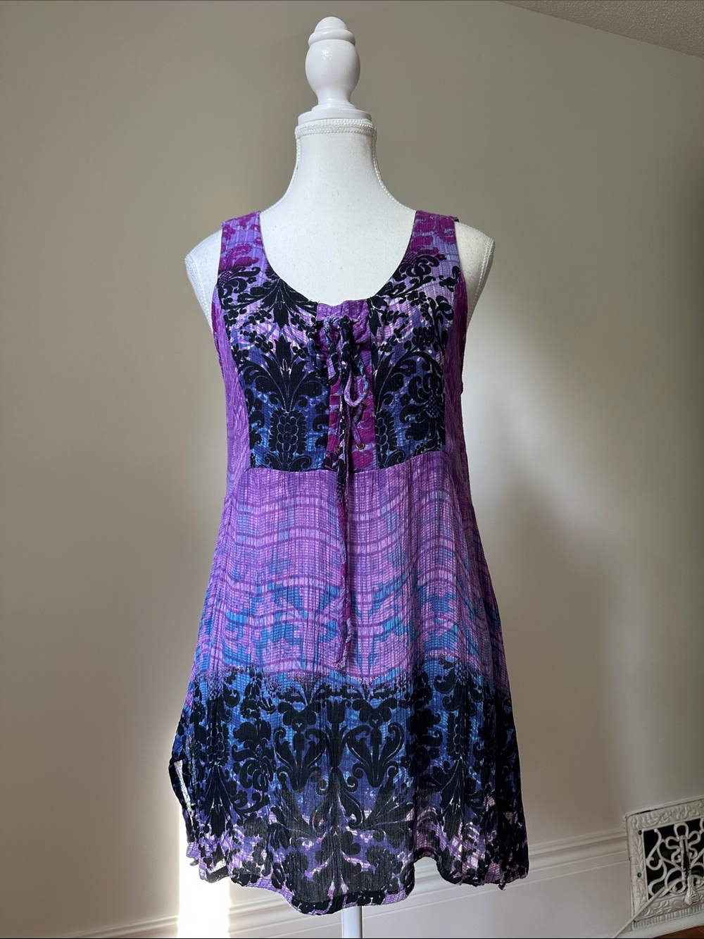 PAPA VANCOUVER Purple Paisley Flowy Boho Festival‎ Tank Top Medium
